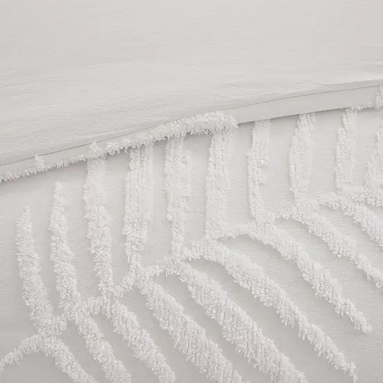 Madison Park Osanna 3-Piece Tufted Cotton Chenille Palm Coastal Duvet Cover Set With Shams 5 Madison Park Osanna 3-Piece Tufted Cotton Chenille Palm Coastal Duvet Cover Set With Shams - Image 5