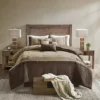 Madison Park Westbrook 7-Piece Faux Suede Comforter Set With Throw Pillows