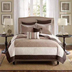 Madison Park Danville 7-piece Quilt Set With Shams And Throw Pillows -Bedding Shop 1943927 Beige 1