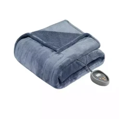 Beautyrest Microlight To Berber Reversible Oversized Heated Electric Bed Blanket -Bedding Shop 2025565 Blue
