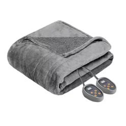 Beautyrest Microlight To Berber Reversible Oversized Heated Electric Bed Blanket -Bedding Shop 2025565 Gray