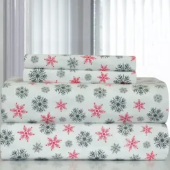 Pointehaven 100% Cotton Flannel Sheet Set -Bedding Shop 2035935 White Snowflake