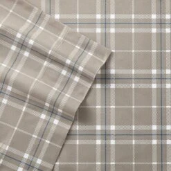 Micro Flannel® Sheet Set With Pillowcases -Bedding Shop 2036286 Carlton Plaid Bark