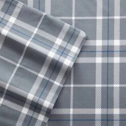 Micro Flannel® Sheet Set With Pillowcases -Bedding Shop 2036286 Gray Plaid 1