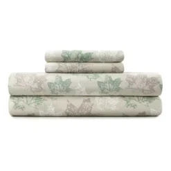 Micro Flannel® Sheet Set With Pillowcases -Bedding Shop 2036286 Maples Leaves Tan