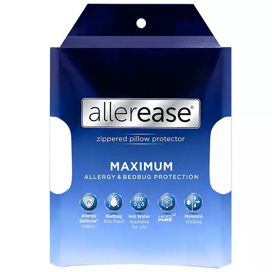 Allerease Maximum Bedbug & Allergy Protection Pillow Protector 1 Allerease Maximum Bedbug & Allergy Protection Pillow Protector