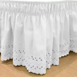 EasyFit Wrap Around Eyelet Ruffled Bed Skirt 9 EasyFit Wrap Around Eyelet Ruffled Bed Skirt -Bedding Shop 2327920 White 1
