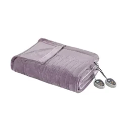 Beautyrest Plush Heated Solid Microlight Electric Bed Blanket -Bedding Shop 2385320 Lavender