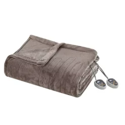 Beautyrest Plush Heated Solid Microlight Electric Bed Blanket