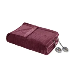 Beautyrest Plush Heated Solid Microlight Electric Bed Blanket -Bedding Shop 2385320 Red