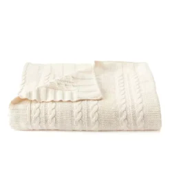 VCNY Dublin Cable Knit Throw -Bedding Shop 2421365 Ivory