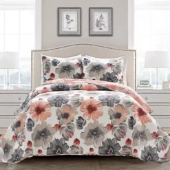 Lush Decor Leah Quilt Set -Bedding Shop 2457305 Coral