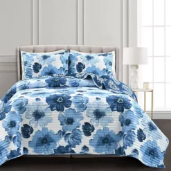 Lush Decor Leah Quilt Set -Bedding Shop 2457305 Navy White
