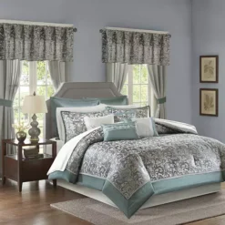 Madison Park Essentials Cadence 24-pc Complete Comforter Set With Sheets And Curtains