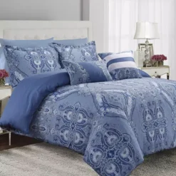 Atlantis 5-piece 300 Thread Count Egyptian Cotton Percale Printed Duvet Cover Set