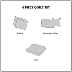 Madison Park Rochelle 6-piece Quilt Set With Shams And Throw Pillows -Bedding Shop 2581999 CC ALT8