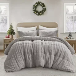 Madison Park Duke Faux Fur Comforter Set With Shams -Bedding Shop 2757999 Gray