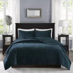 Madison Park Emery 3-Piece Velvet Quilt Set With Shams 26 Madison Park Emery 3-Piece Velvet Quilt Set With Shams -Bedding Shop 2785699 Teal