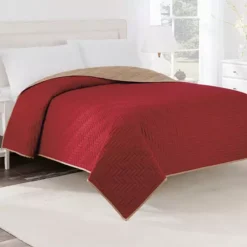 Martex Reversible Coverlet -Bedding Shop 2827946 Khaki Red 1
