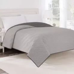Martex Reversible Coverlet -Bedding Shop 2827946 Lt Gray