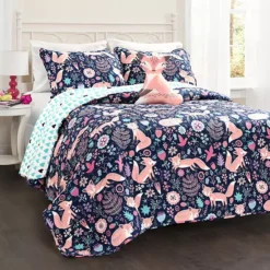 Lush Decor Pixie Fox Quilt Set -Bedding Shop 2851583 Navy