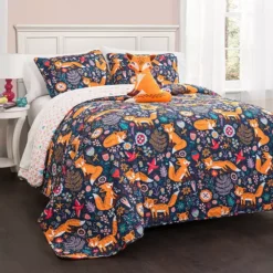 Lush Decor Pixie Fox Quilt Set -Bedding Shop 2851583 Orange 1