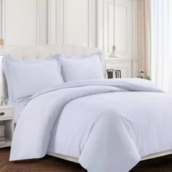 Tribeca Living Valencia Solid Duvet Cover Set -Bedding Shop 2925409 White