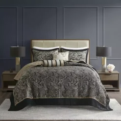 Madison Park Whitman 5-piece Jacquard Bedspread Set -Bedding Shop 2984640 Black