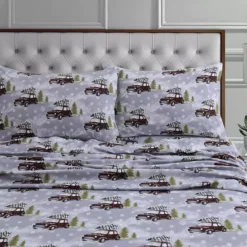 Tribeca Living Printed Flannel Extra Deep Pocket Sheet Set -Bedding Shop 3216223 Gray