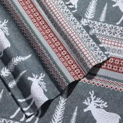 Tribeca Living Printed Flannel Extra Deep Pocket Sheet Set -Bedding Shop 3216223 Winter Reindeer
