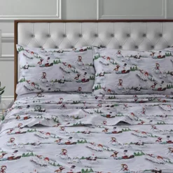 Tribeca Living Printed Flannel Extra Deep Pocket Sheet Set -Bedding Shop 3216223 Winter Wonderland