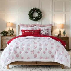 Levtex Home Red Snowflake Sherpa Fleece Quilt Set -Bedding Shop 3366823 ALT3