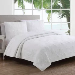 Estate Collection Leaf Stitch Quilt Set -Bedding Shop 3397422 White 1