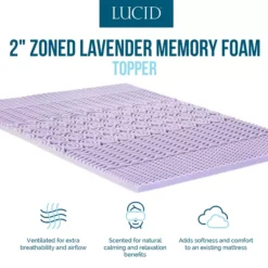 Lucid Dream Collection 2-in. Zoned Lavender Memory Foam Mattress Topper -Bedding Shop 3460768 ALT5