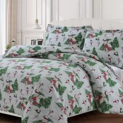 Tribeca Heavyweight Printed Cotton Flannel Duvet Set -Bedding Shop 3532342 Green 1