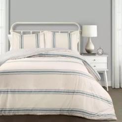 Lush Decor Farmhouse Stripe Comforter Set -Bedding Shop 3610756 Blue