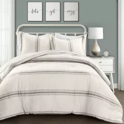Lush Decor Farmhouse Stripe Comforter Set -Bedding Shop 3610756 Gray 1