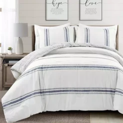 Lush Decor Farmhouse Stripe Comforter Set -Bedding Shop 3610756 Navy