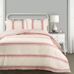 Lush Decor Farmhouse Stripe Comforter Set -Bedding Shop 3610756 Red