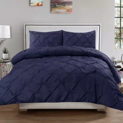 Sweethome Collection Luxury Pinch Pleat Pintuck Duvet Cover & Pillow Sham Set 11 Sweethome Collection Luxury Pinch Pleat Pintuck Duvet Cover & Pillow Sham Set -Bedding Shop 3626520 Navy