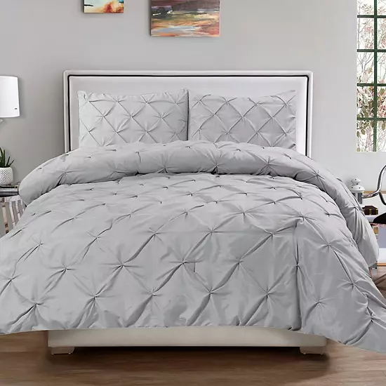 Sweethome Collection Luxury Pinch Pleat Pintuck Duvet Cover & Pillow Sham Set 1 Sweethome Collection Luxury Pinch Pleat Pintuck Duvet Cover & Pillow Sham Set