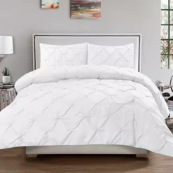 Sweethome Collection Luxury Pinch Pleat Pintuck Duvet Cover & Pillow Sham Set 8 Sweethome Collection Luxury Pinch Pleat Pintuck Duvet Cover & Pillow Sham Set -Bedding Shop 3626520 White