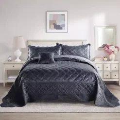 Serenta Supersoft Microplush Bedspread Set 27 Serenta Supersoft Microplush Bedspread Set -Bedding Shop 3736062 Steel Gray