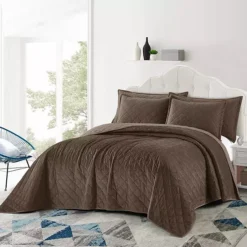 Serenta Velvet Carafe Quilted Bedspread Set -Bedding Shop 3736081 ALT3