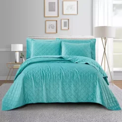 Serenta Velvet Carafe Quilted Bedspread Set -Bedding Shop 3736081 North Sea