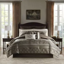 Madison Park Essentials Alexine Jacquard Comforter Set With Bed Sheets And Throw Pillows