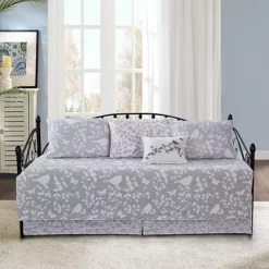 Serenta Birdsong 6-Piece Quilted Daybed Set -Bedding Shop 3898607 Gray