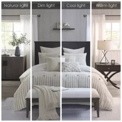 Madison Park Signature Essence Clip Stripe Jacquard Cotton Comforter Set With Throw Pillows -Bedding Shop 41665117 CC ALT8