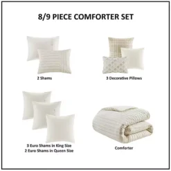 Madison Park Signature Essence Clip Stripe Jacquard Cotton Comforter Set With Throw Pillows -Bedding Shop 41665117 CC ALT9