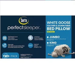 Serta® 2-Pack White Goose Feather& Down Fiber Side Sleeper Pillow Set -Bedding Shop 4305922 ALT2